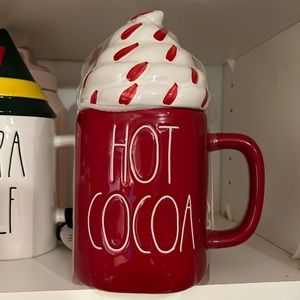 Rae dunn red hot cocoa mug with whipped topping topper